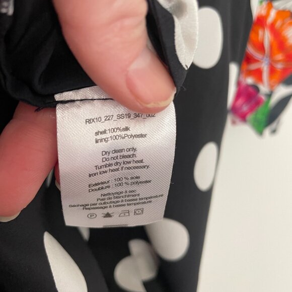 Rixo London Gretal Long Sleeve Spot Floral Chain Silk Cocktail Dress XXS - Picture 12 of 13